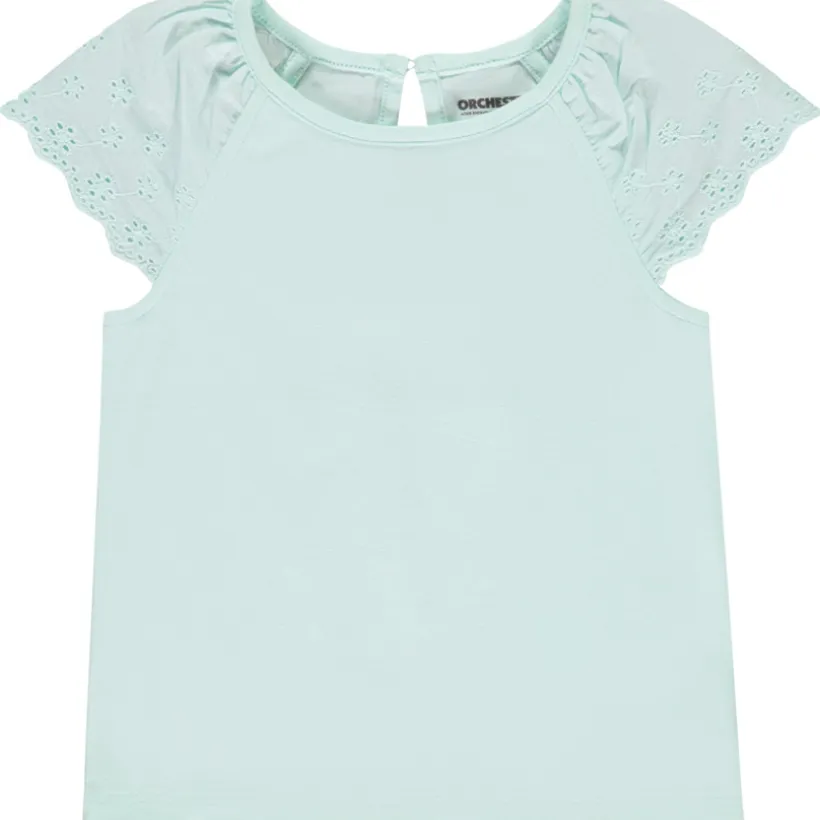 T-shirt manches courtes en broderie anglaise pour bébé fille