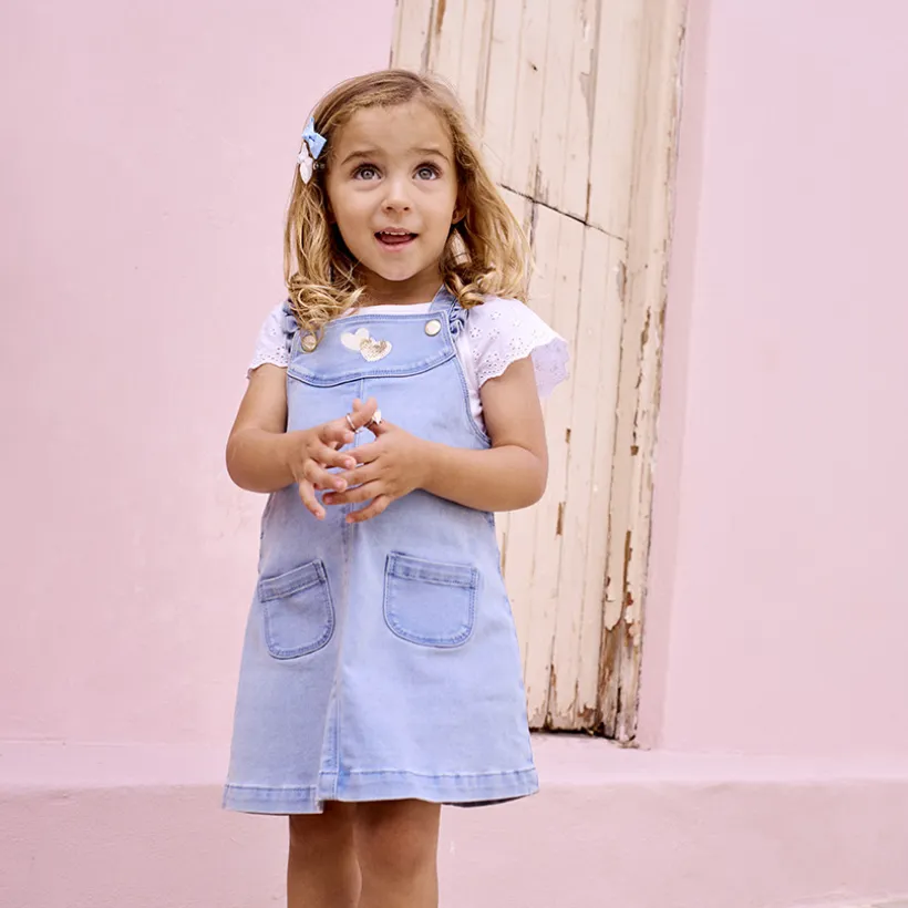 T-shirt manches courtes en broderie anglaise pour bébé fille