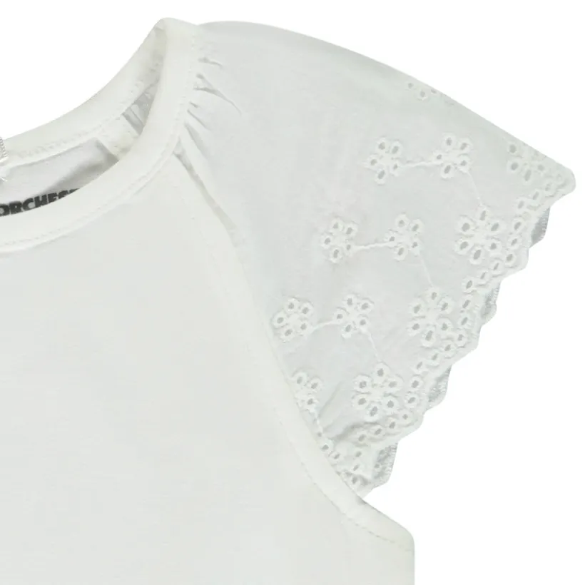 T-shirt manches courtes en broderie anglaise pour bébé fille