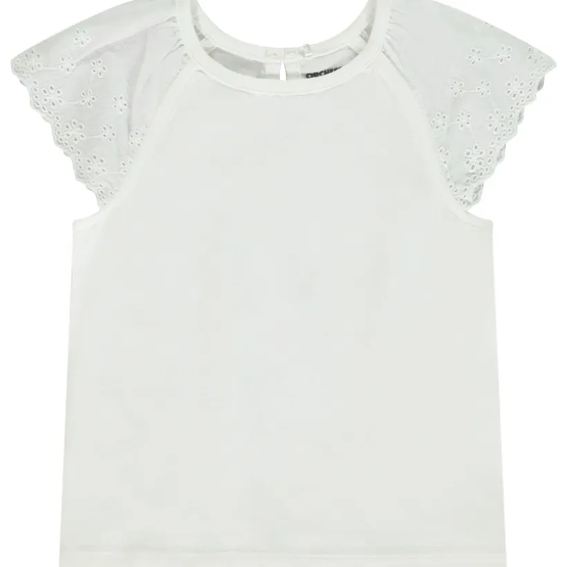 T-shirt manches courtes en broderie anglaise pour bébé fille