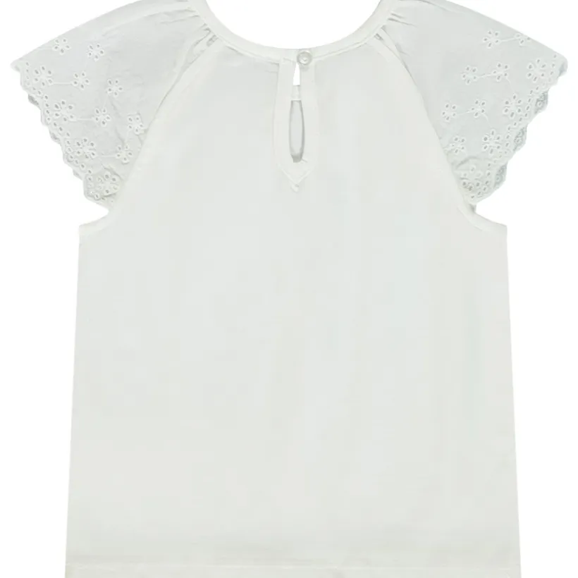 T-shirt manches courtes en broderie anglaise pour bébé fille