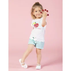 T-shirt manches courtes en coton bio print fruits pailletés