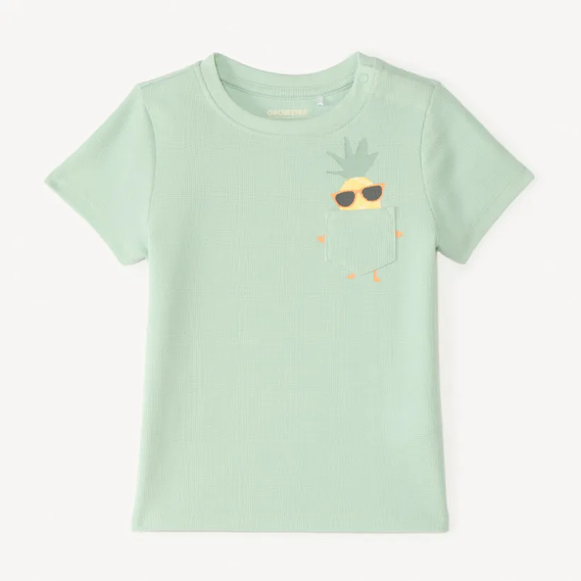 T-shirt manches courtes en maille fantaisie avec poche ludique pour bébé garçon