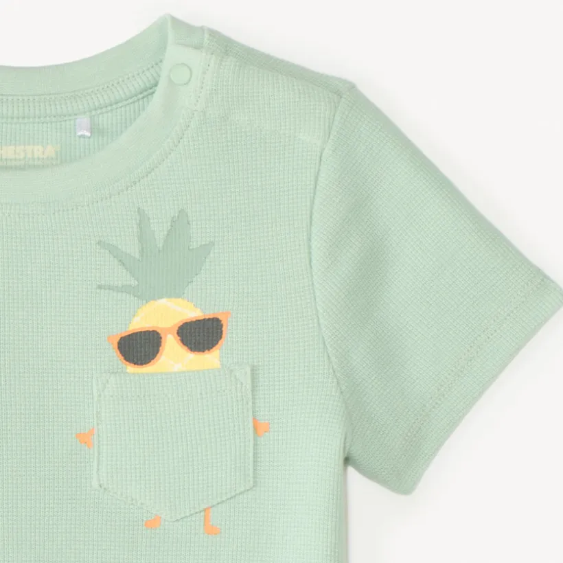 T-shirt manches courtes en maille fantaisie avec poche ludique pour bébé garçon