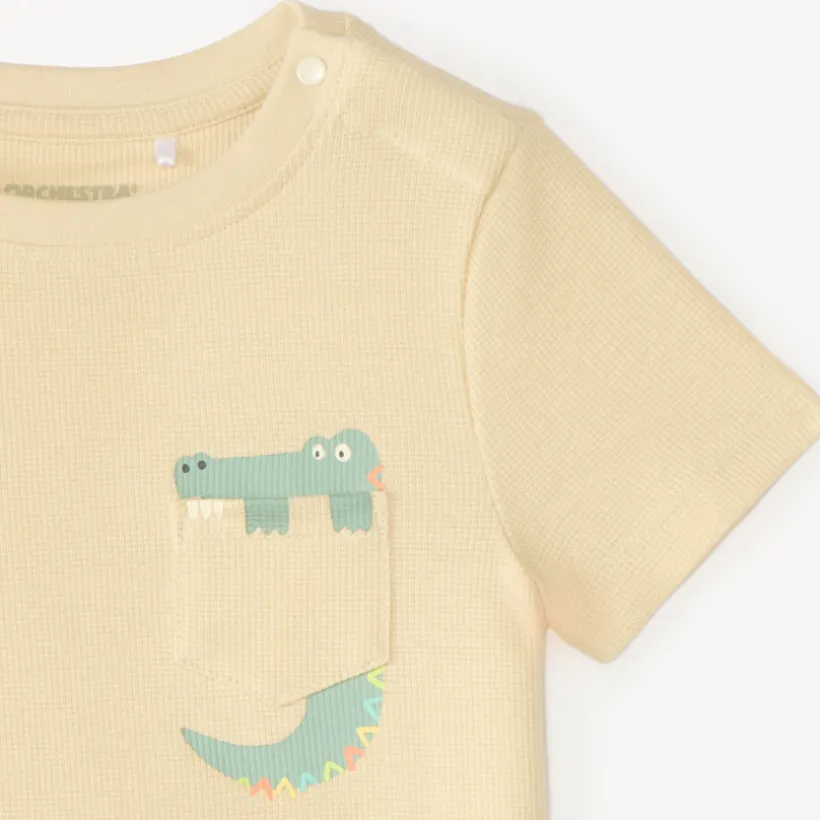T-shirt manches courtes en maille fantaisie avec poche ludique pour bébé garçon