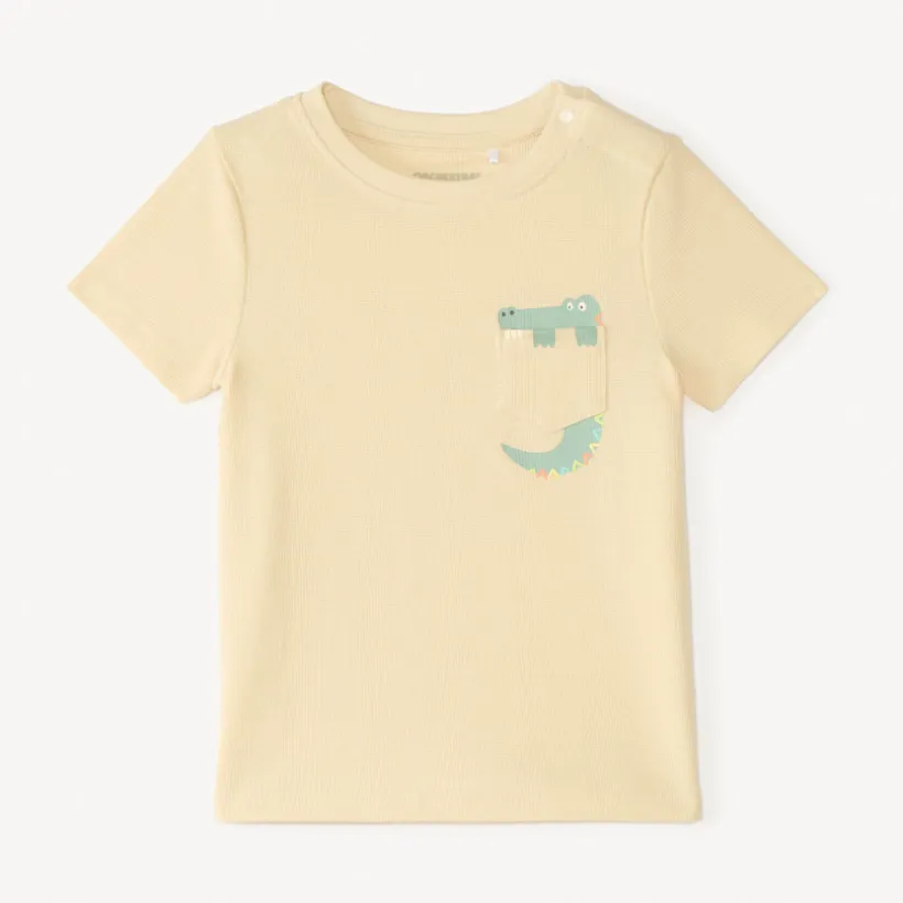 T-shirt manches courtes en maille fantaisie avec poche ludique pour bébé garçon