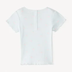 T-shirt manches courtes en maille côtelée imprimé fantaisie pour bébé fille