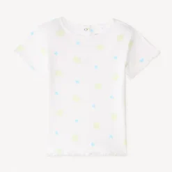 T-shirt manches courtes en maille côtelée imprimé fantaisie pour bébé fille