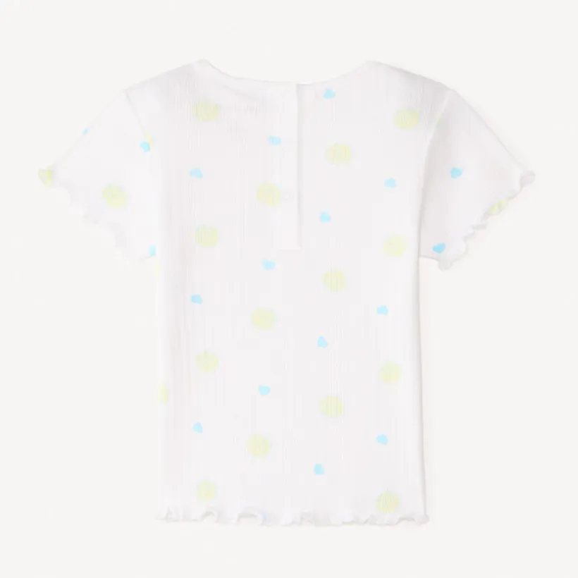 T-shirt manches courtes en maille côtelée imprimé fantaisie pour bébé fille