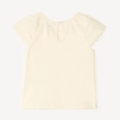 T-shirt manches courtes en popeline uni pour bébé fille