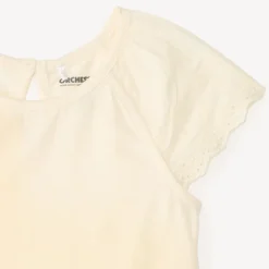 T-shirt manches courtes en popeline uni pour bébé fille