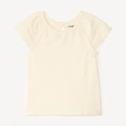 T-shirt manches courtes en popeline uni pour bébé fille