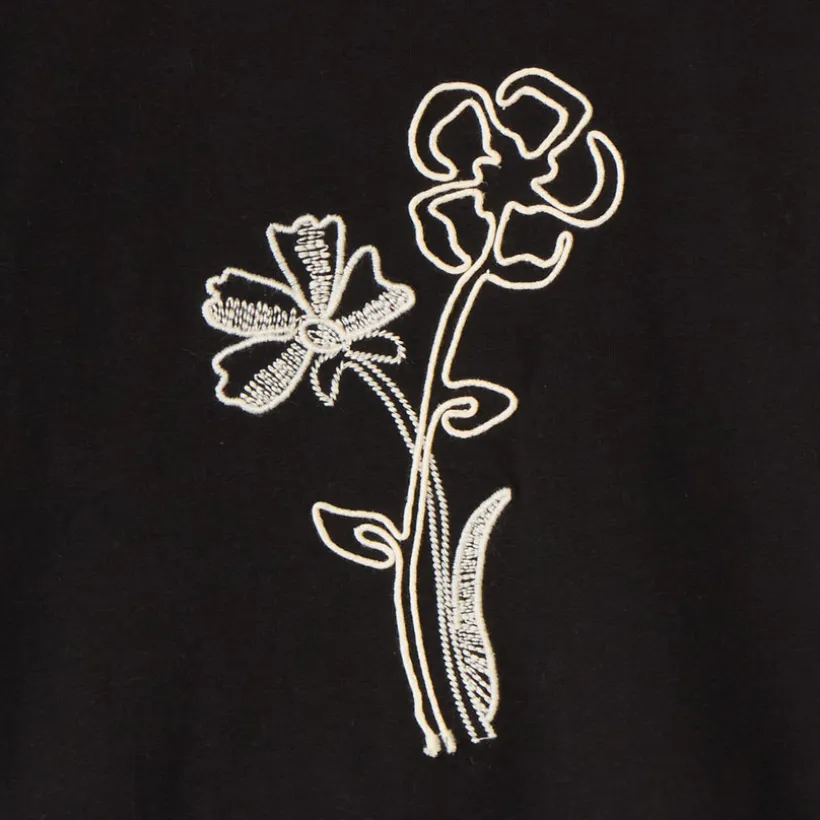 T-shirt manches courtes fille fleurs en cording