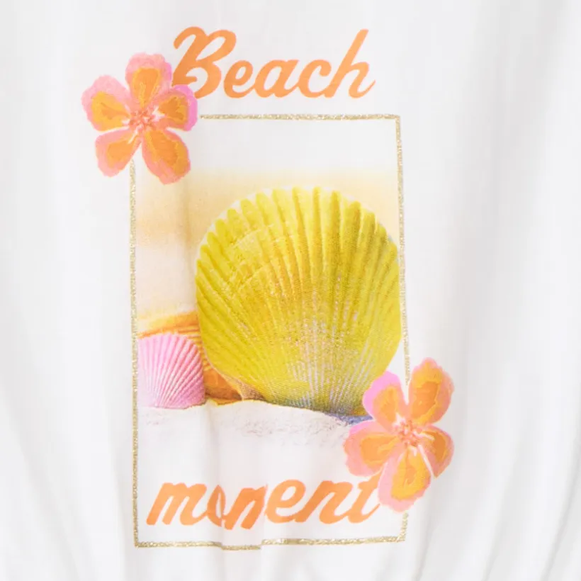 T-shirt manches courtes forme boîte court print fantaisie pour fille