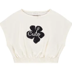 T-shirt manches courtes forme boîte à sequins fantaisies pour fille