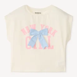 T-shirt manches courtes forme boîte à nœud pour fille