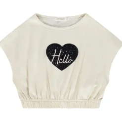 T-shirt manches courtes forme boîte à sequins fantaisie pour fille