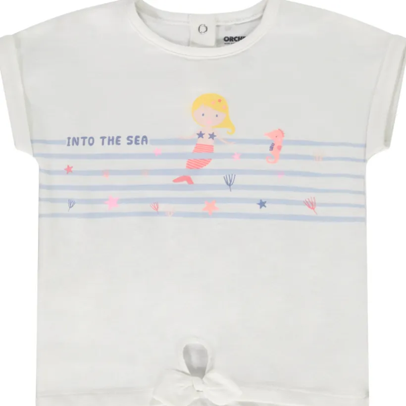 T-shirt manches courtes forme boîte en jersey avec print pour bébé fille