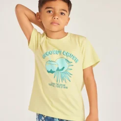 T-shirt manches courtes imprimé noix de coco pour garçon