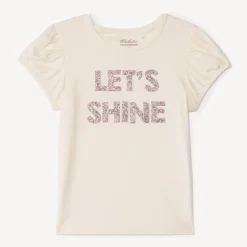 T-shirt manches courtes à motif pailleté et strass pour fille