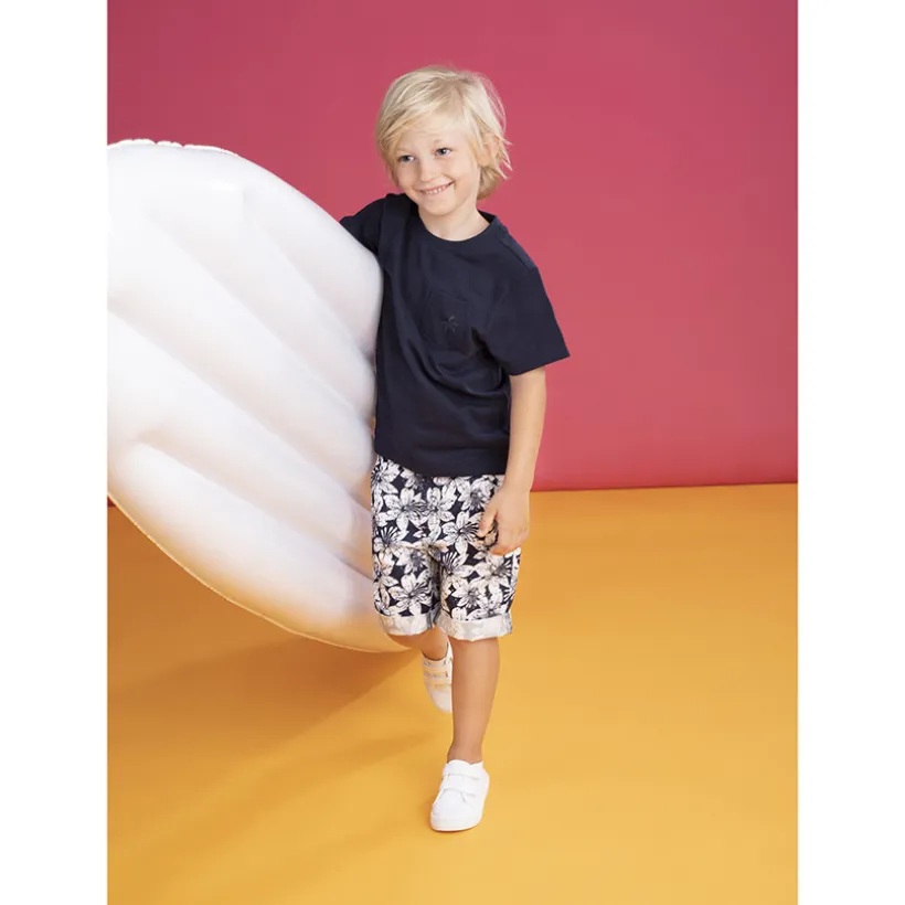 T-shirt manches courtes à poche print palmier
