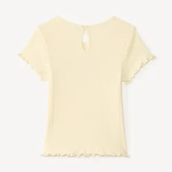 T-shirt manches courtes pointelle avec fleurs en relief pour bébé fille