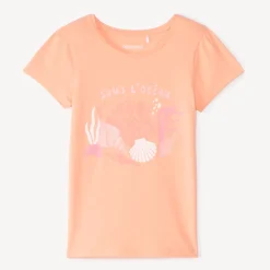 T-shirt manches courtes print fantaisie pailletées pour fille