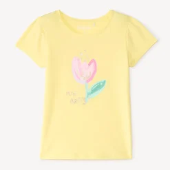 T-shirt manches courtes print fantaisie pailletées pour fille
