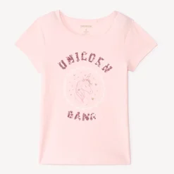 T-shirt manches courtes printé à sequins pour fille