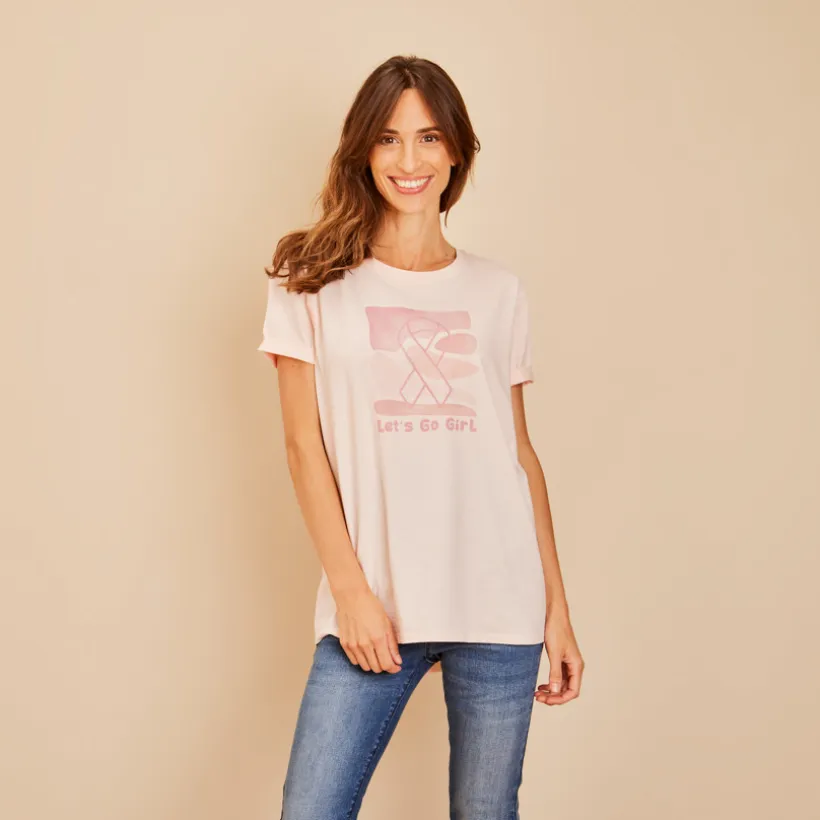 T-shirt manches courtes print Octobre Rose pour femme