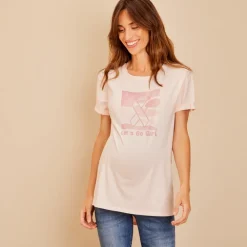 T-shirt manches courtes print Octobre Rose pour femme