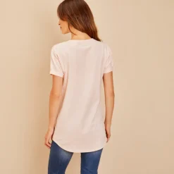 T-shirt manches courtes print Octobre Rose pour femme