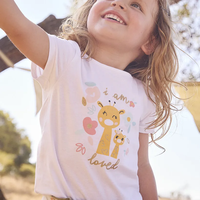 T-shirt manches courtes print fantaisie pour bébé fille