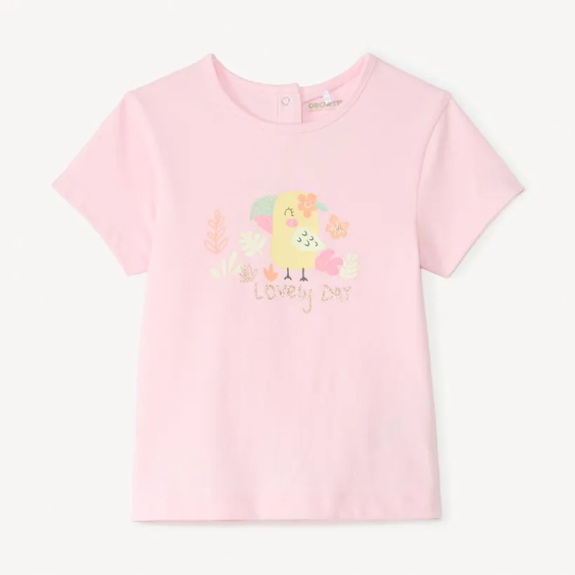 T-shirt manches courtes print fantaisie pailleté pour bébé fille