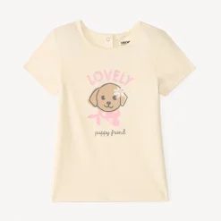 T-shirt manches courtes print fantaisie pailleté pour bébé fille