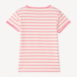T-shirt manches courtes à rayures avec print cerise pour fille