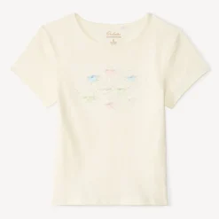 T-shirt manches courtes strass et fleurs 3D pour fille
