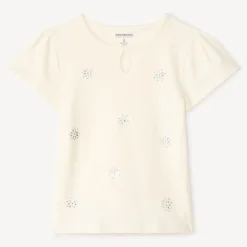 T-shirt manches courtes à strass pour fille