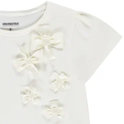 T-shirt manches courtes uni avec nœuds pour fille