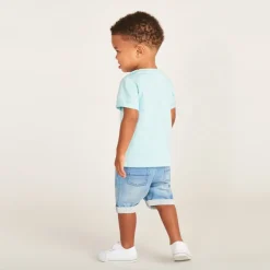 T-shirt manches courtes uni en jersey effet pop-corn pour bébé garçon