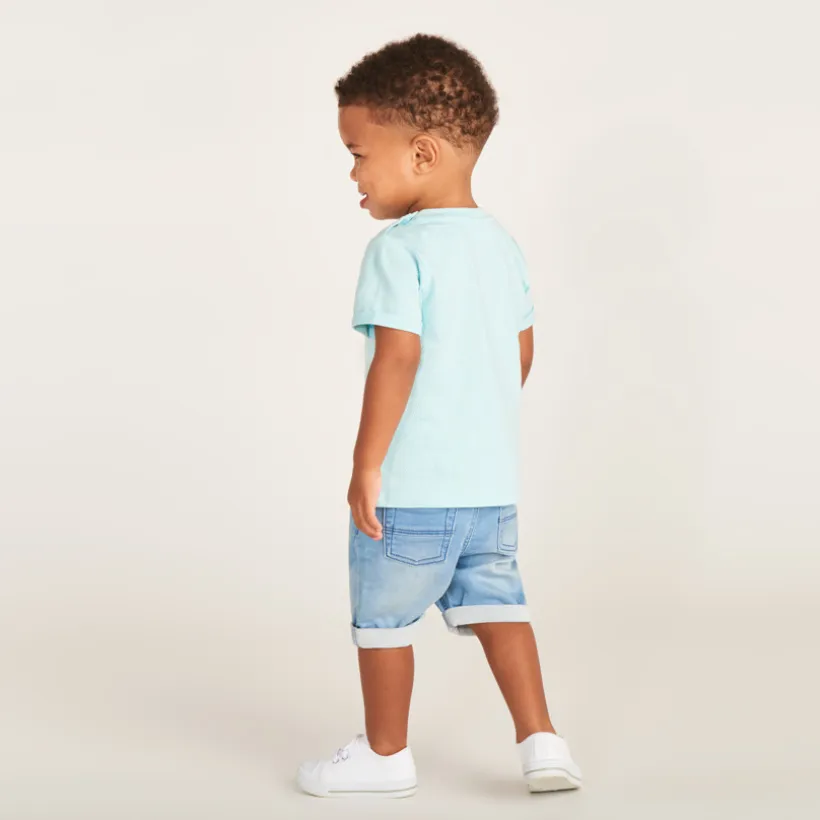 T-shirt manches courtes uni en jersey effet pop-corn pour bébé garçon