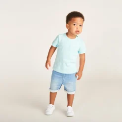 T-shirt manches courtes uni en jersey effet pop-corn pour bébé garçon