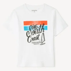 T-shirt manches courtes uni print fantaisie pour garçon