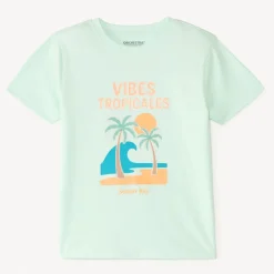 T-shirt manches courtes uni print estival fantaisie pour garçon