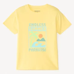 T-shirt manches courtes uni print et broderie estival fantaisie pour garçon