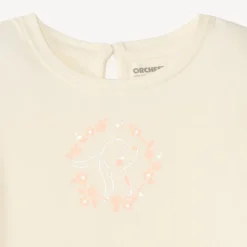 T-shirt manches courtes uni print lapin pour bébé fille