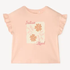 T-shirt manches courtes volanté print fleur pour fille