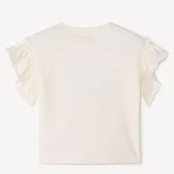 T-shirt manches courtes volantées et nœud pour fille
