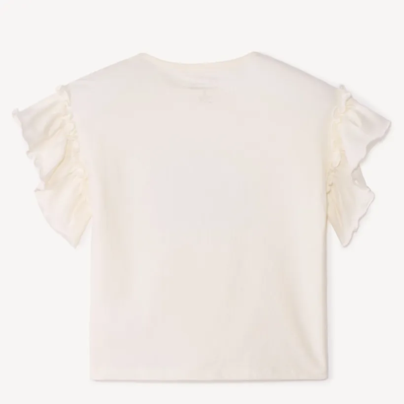 T-shirt manches courtes volantées et nœud pour fille