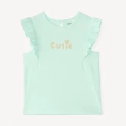 T-shirt manches courtes volanté print pailleté fantaisie pour bébé fille